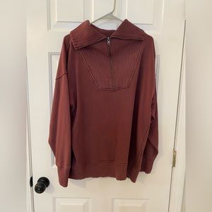 AERIE - BURGUNDY QUARTER ZIP